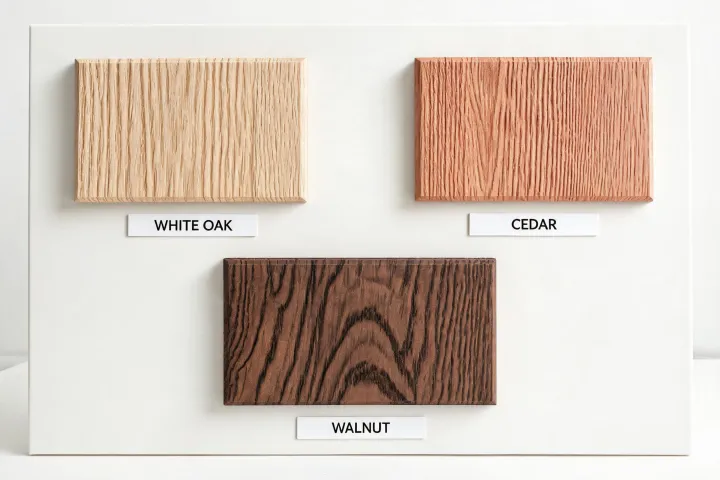 Woodgrain species texture sample board